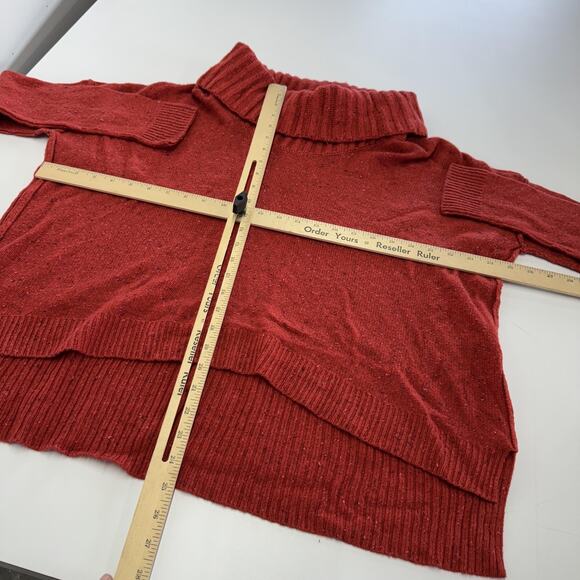 Rachel Rachel Roy Sweater Womens Medium Red Orange Cowl Neck Wool Blend Cozy - Picture 6 of 8